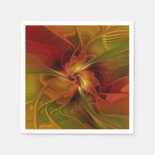 Abstracte rode oranje bruine groene fractale kunst servet