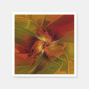 Abstracte rode oranje bruine groene fractale kunst servet