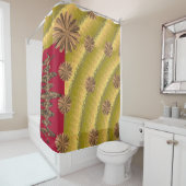 abstracte rode oranje cirkels zwart douwergordijn douchegordijn (In situ)