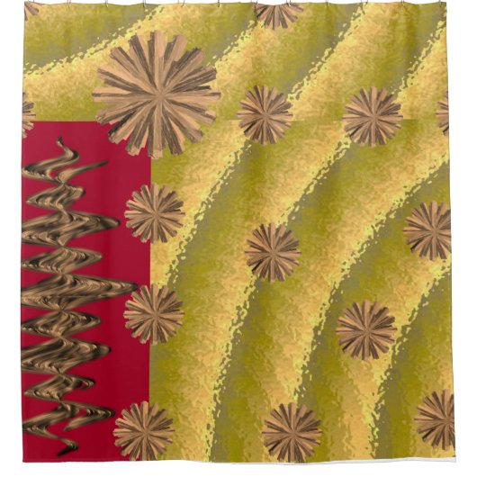 abstracte rode oranje cirkels zwart douwergordijn douchegordijn (Voorkant)