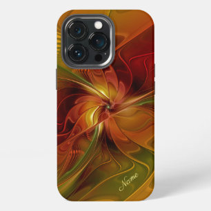 Abstracte rode oranje groene fractale bloemnaam iPhone 13 pro hoesje