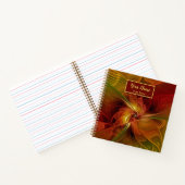 Abstracte rode Oranje groene fractale kunstnaam Notitieboek (Binnen)