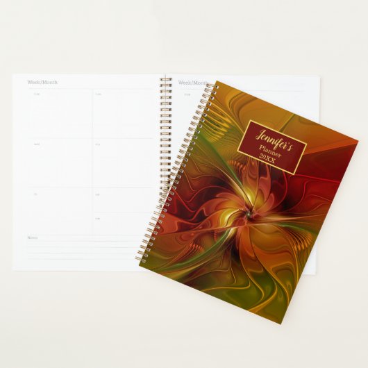 Abstracte rode Oranje groene fractale kunstnaam Planner (Display)