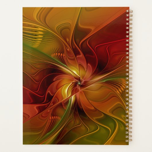 Abstracte rode Oranje groene fractale kunstnaam Planner (Achterkant)