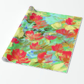 Abstracte rode papaver cadeaupapier (Uitgerold)