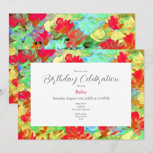 Abstracte rode papaver kaart (Voorkant / Achterkant)