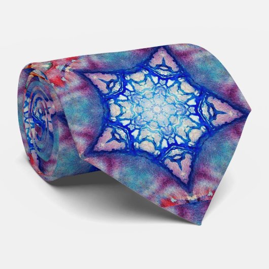 ABSTRACTE RODE PINK BLUE STARS Fractal Geometric Stropdas (Opgerold)