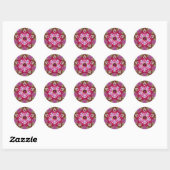 ABSTRACTE RODE PINKSTAR MET FUCHSIA AMETHYST GEM RONDE STICKER (Vel)