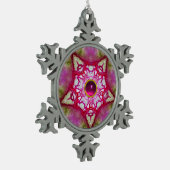 ABSTRACTE RODE PINKSTAR MET FUCHSIA AMETHYST GEM TIN SNEEUWVLOK ORNAMENT (Links)