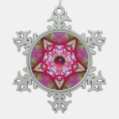 ABSTRACTE RODE PINKSTAR MET FUCHSIA AMETHYST GEM TIN SNEEUWVLOK ORNAMENT (Voorkant)