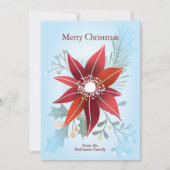 Abstracte Rode Poinsettia Winterbloem Kerstmis Feestdagenkaart (Voorkant)