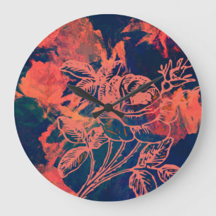 Abstracte Rode Roos Kunst Grote Klok