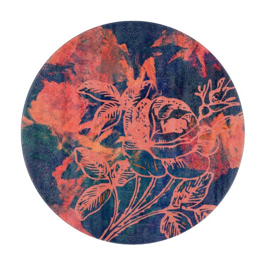 Abstracte Rode Roos Kunst Snijplank (Voorkant)