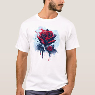 Abstracte rode roos met bloederige druppels t-shirt