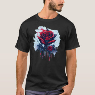 Abstracte rode roos met bloederige druppels t-shirt