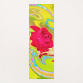 Abstracte rode roos op gele en aqua werveling yogamat (Voorkant)