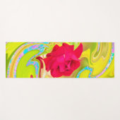 Abstracte rode roos op gele en aqua werveling yogamat (Voorkant (horizontaal))