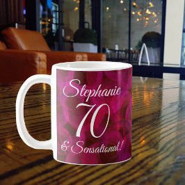 Abstracte Rode Rose 70 en Sensational Birthday Koffiemok