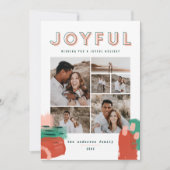 Abstracte rode, roze + groene joyle multi-fotokaar bedankkaart (Voorkant)