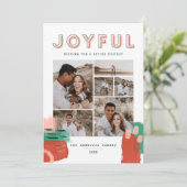 Abstracte rode, roze + groene joyle multi-fotokaar bedankkaart (Staand voorkant)