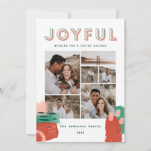 Abstracte rode, roze + groene joyle multi-fotokaar bedankkaart