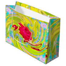 Abstracte rode roze op Geel en Aqua Swirl