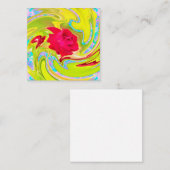 Abstracte rode roze op Geel en Aqua Swirl Kortingskaartje (Voorkant / Achterkant)