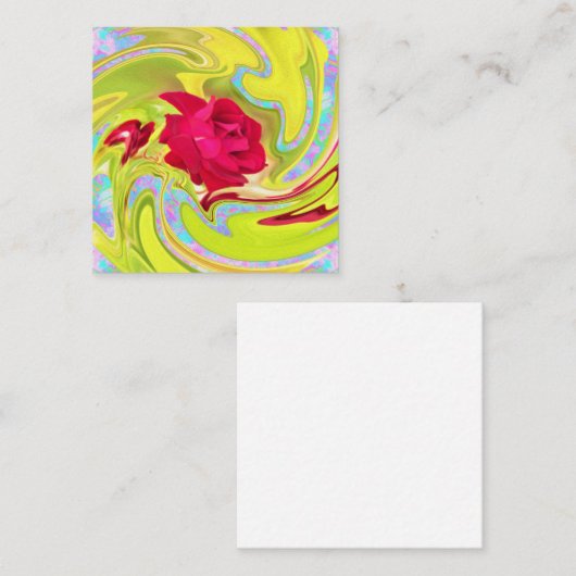 Abstracte rode roze op Geel en Aqua Swirl Kortingskaartje (Voorkant / Achterkant)