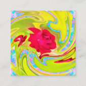 Abstracte rode roze op Geel en Aqua Swirl Kortingskaartje (Voorkant)