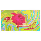 Abstracte rode roze op Geel en Aqua Swirl Kussensloop (Voorkant-Links)