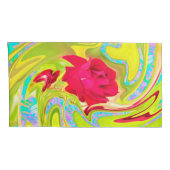 Abstracte rode roze op Geel en Aqua Swirl Kussensloop (Achterkant-Rechts)