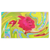 Abstracte rode roze op Geel en Aqua Swirl Kussensloop (Voorkant-Rechts)