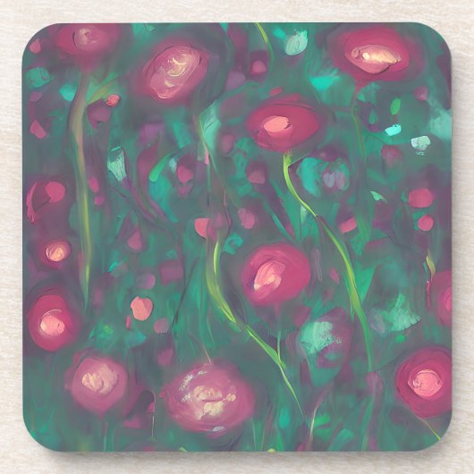 Abstracte rode rozen bier onderzetter (Voorkant)