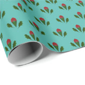 Abstracte Rode Rozen & Bladeren Bloemen, Fontein B Cadeaupapier (Rol Hoek)