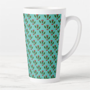 Abstracte Rode Rozen & Bladeren Bloemen, Fontein B Latte Mok