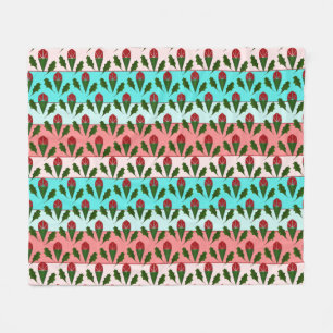 Abstracte Rode Rozen & Bladeren Bloemen, Kleurstre Fleece Deken