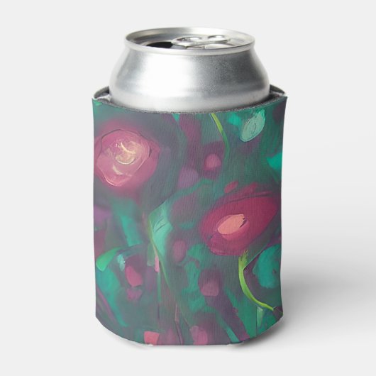 Abstracte rode rozen blikjeskoeler (Blikje Voorkant)