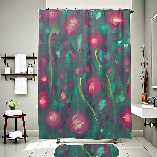 Abstracte rode rozen douchegordijn