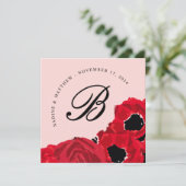 Abstracte rode rozen en klaprozen Save the Date Kaart (Staand voorkant)