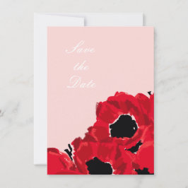 Abstracte rode rozen en klaprozen Save the Date Kaart