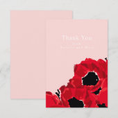 Abstracte rode rozen en papavers bedankkaart (Voorkant / Achterkant)
