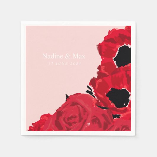 Abstracte rode rozen en papavers servet (Voorkant)