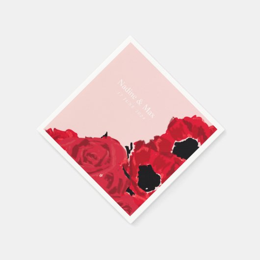 Abstracte rode rozen en papavers servet (Hoek)