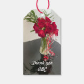 Abstracte rode rozen in vase cadeaulabel (Voorkant)