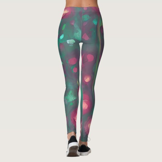 Abstracte rode rozen leggings (Achterkant)