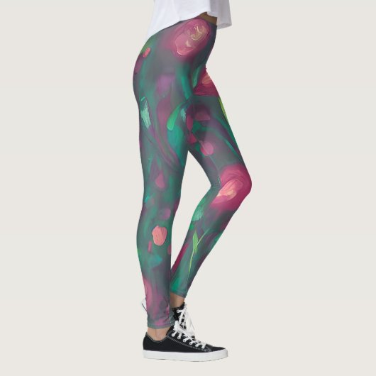 Abstracte rode rozen leggings (Rechts)