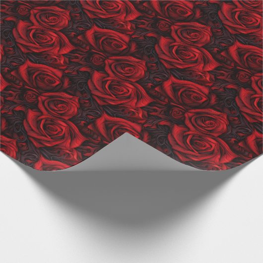 Abstracte rode rozen romantische Gothic Cadeaupapier (Hoek)