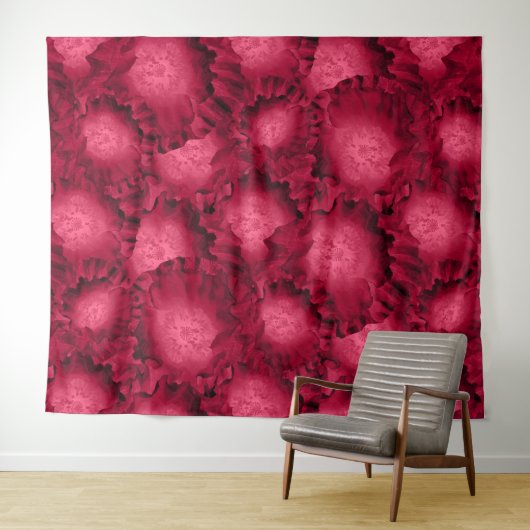 Abstracte rode rozenpapaver bloemen bloemen romant wandkleed (In Situ (horizontaal))