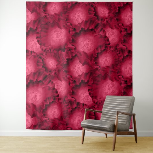 Abstracte rode rozenpapaver bloemen bloemen romant wandkleed (In situ)