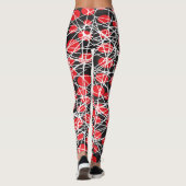 Abstracte rode stippen en verwarde witte lijnen leggings (Achterkant)